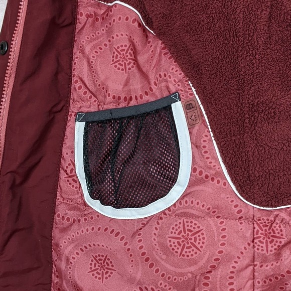 Columbia Dark Coral and White Fleece Lined Winter Coat Size L - Picture 8 of 9